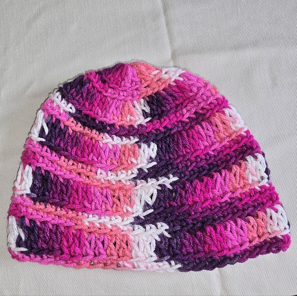 Pink and purple crochet beanie crochet beanieseason - Picture 1 of 7